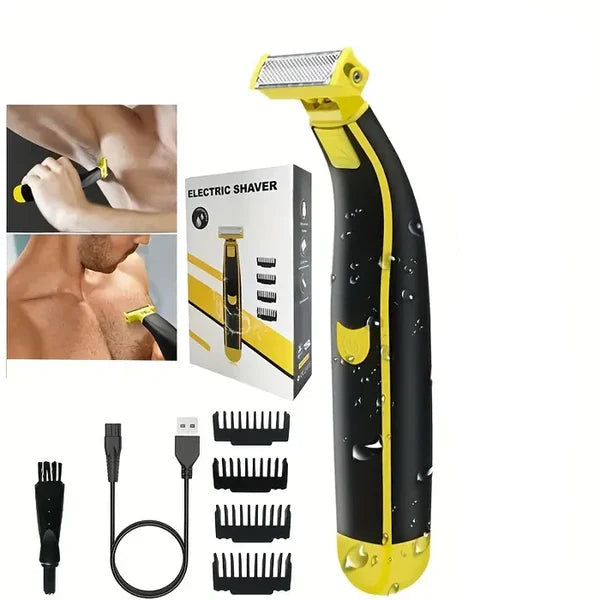 Rechargeable Body Groomer with Four Interchangeable Heads and Floating Blade, Wet and Dry Use All Vera Mart