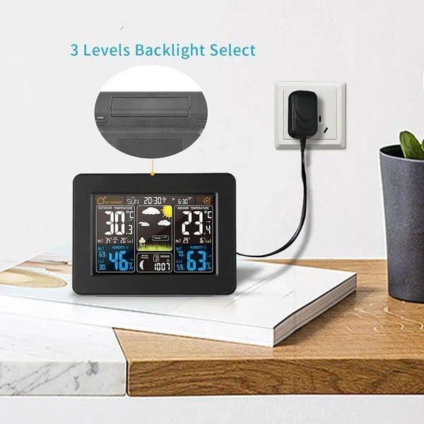 Weather Station with Wireless Outdoor Sensor and Atomic Time Sync, Color Display All Vera Mart