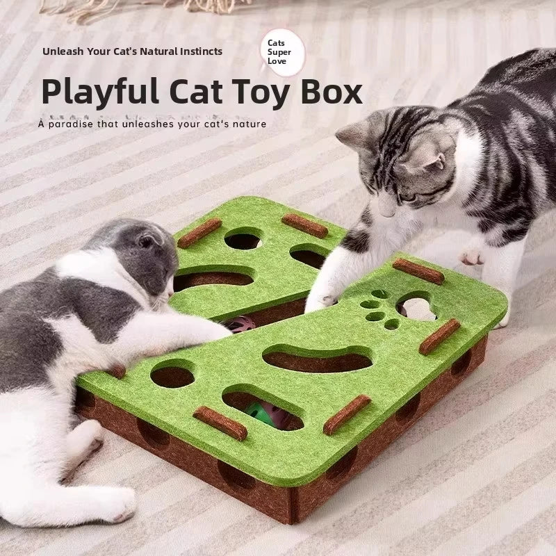 Cat Puzzle Box with Hidden Bells and Felt Cutouts All Vera Mart