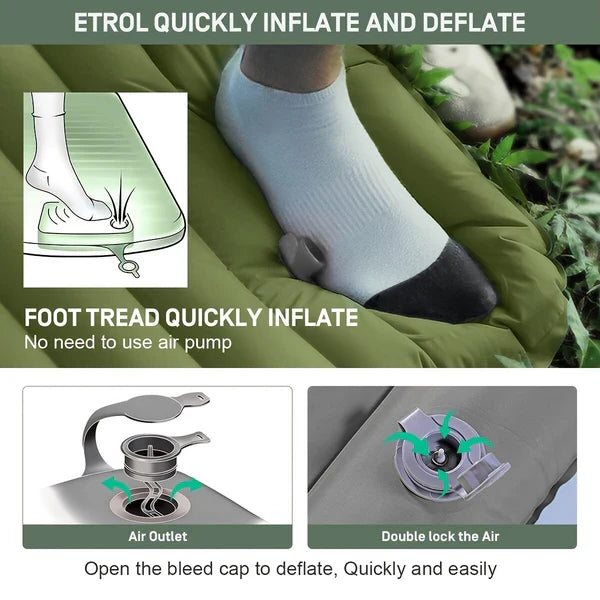 Inflatable Mattress with Built-In Foot Pump and Coupling Buttons for Camping All Vera Mart