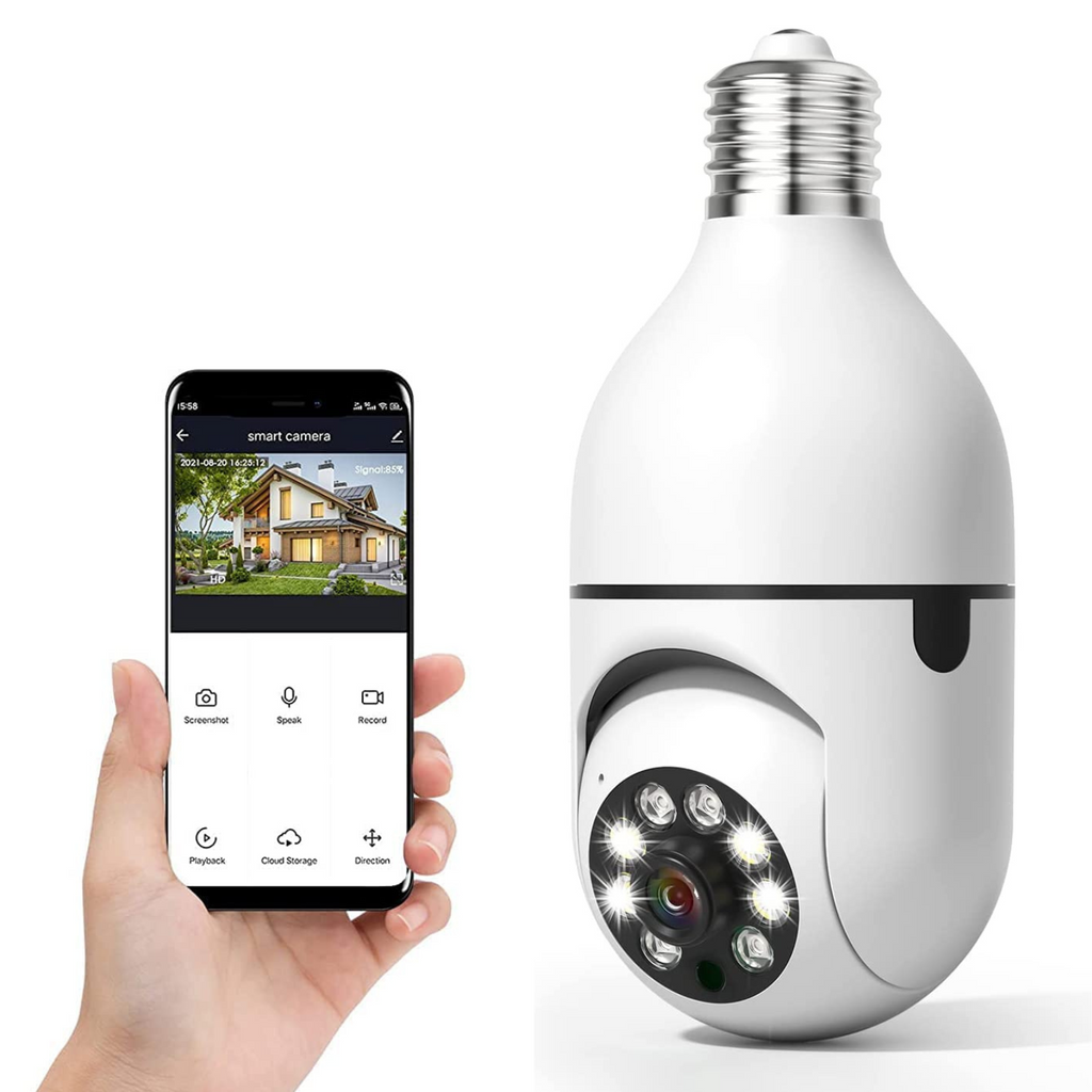Smart Light Bulb Security Camera with 355-Degree Rotation and Night Vision All Vera Mart