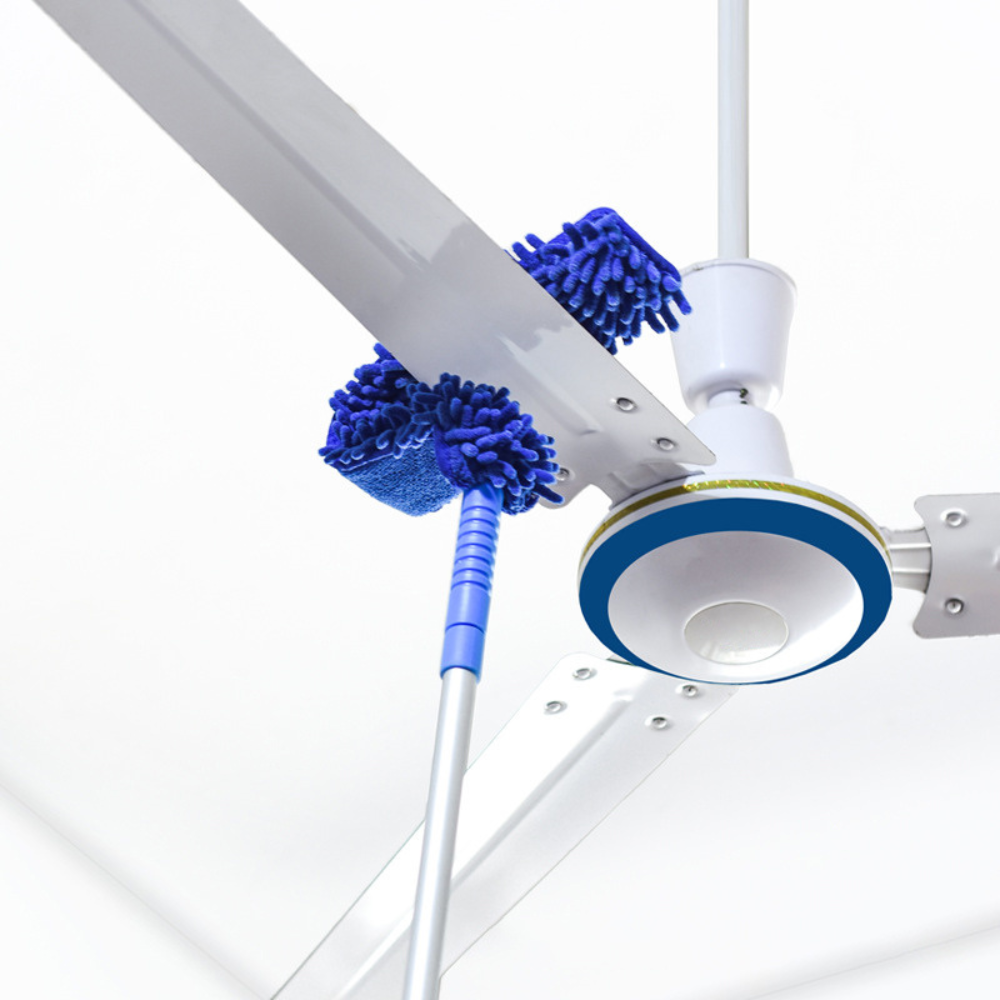 Extendable Ceiling Fan Duster with 180-Degree Flexible Head and Microfiber Bristles All Vera Mart