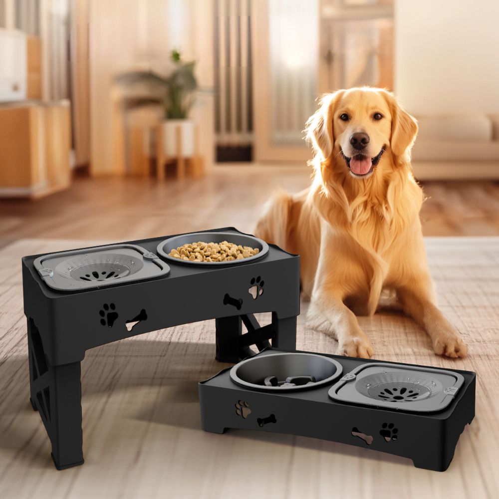 Raised Dog Slow Feeder Bowl with Maze Design and 5 Height Adjustments All Vera Mart