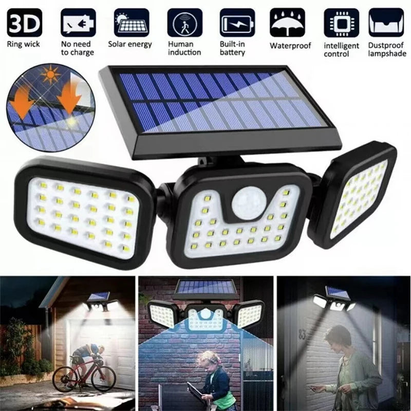 Solar Motion Sensor Light with 74 LEDs and Adjustable Head for Outdoor Pathways All Vera Mart