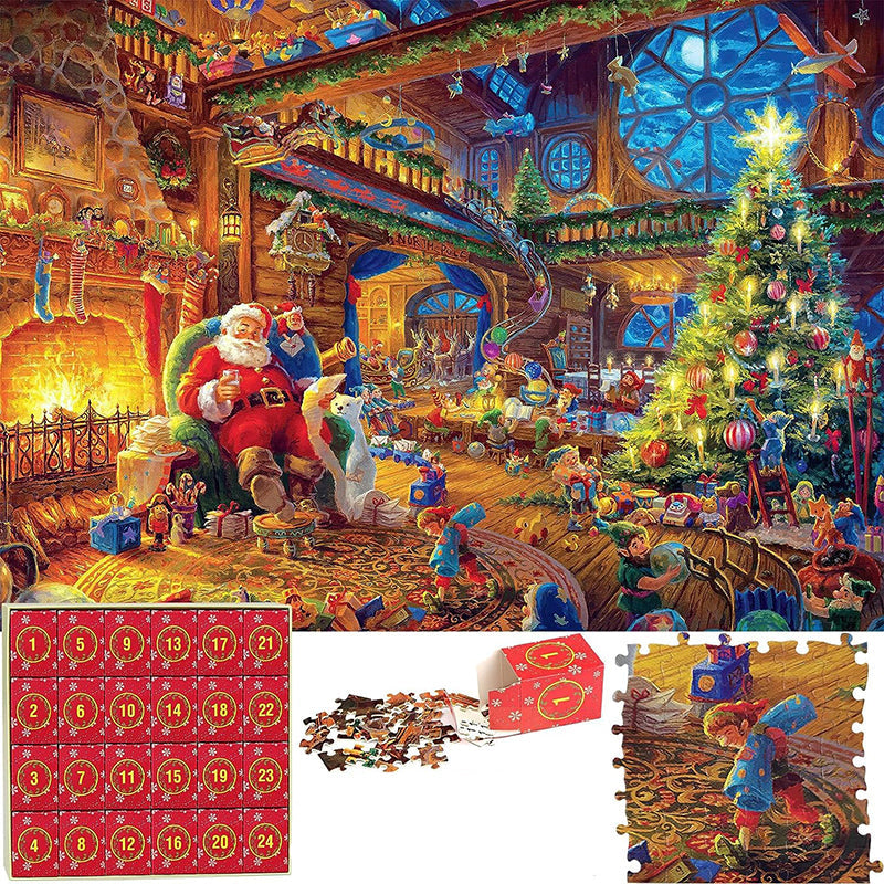 Advent Puzzle Calendar with 24 Daily Boxes and Reference Poster, 1008 Pieces All Vera Mart