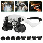 Headband Magnifier with 4 Interchangeable Lenses and LED Light for Jewelry Work All Vera Mart