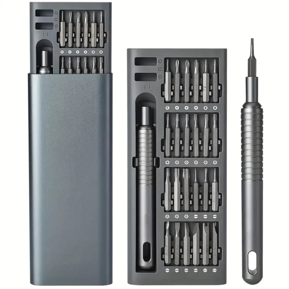 48-Bit Precision Screwdriver Set with Magnetic Aluminum Handle and Compact Storage Case All Vera Mart