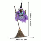 Flying Witch Yard Decoration 6-Foot with Broom and Ground Stake All Vera Mart