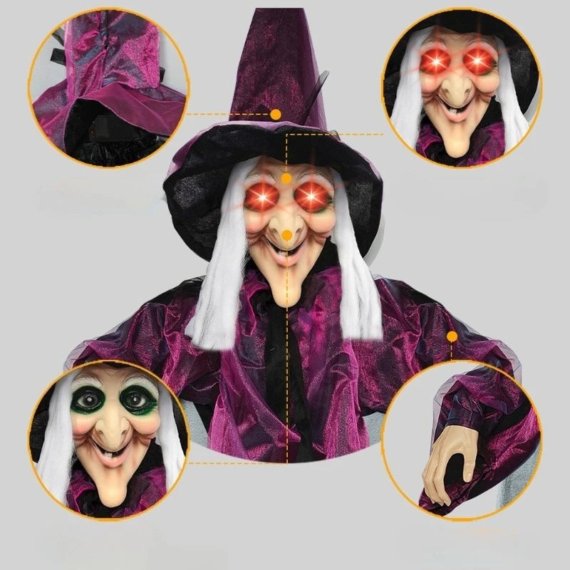 71 Inch Animated Witch with Motion Sensors and Glowing Red Eyes All Vera Mart