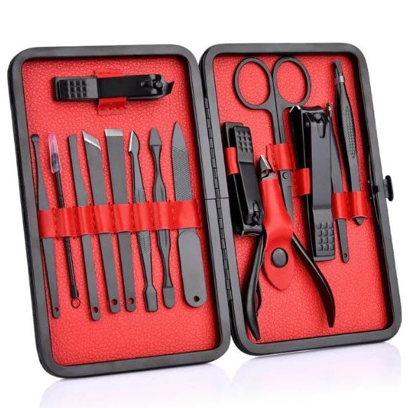 Manicure Pedicure Set with Stainless Steel Tools and Travel Case, 15 Pieces All Vera Mart