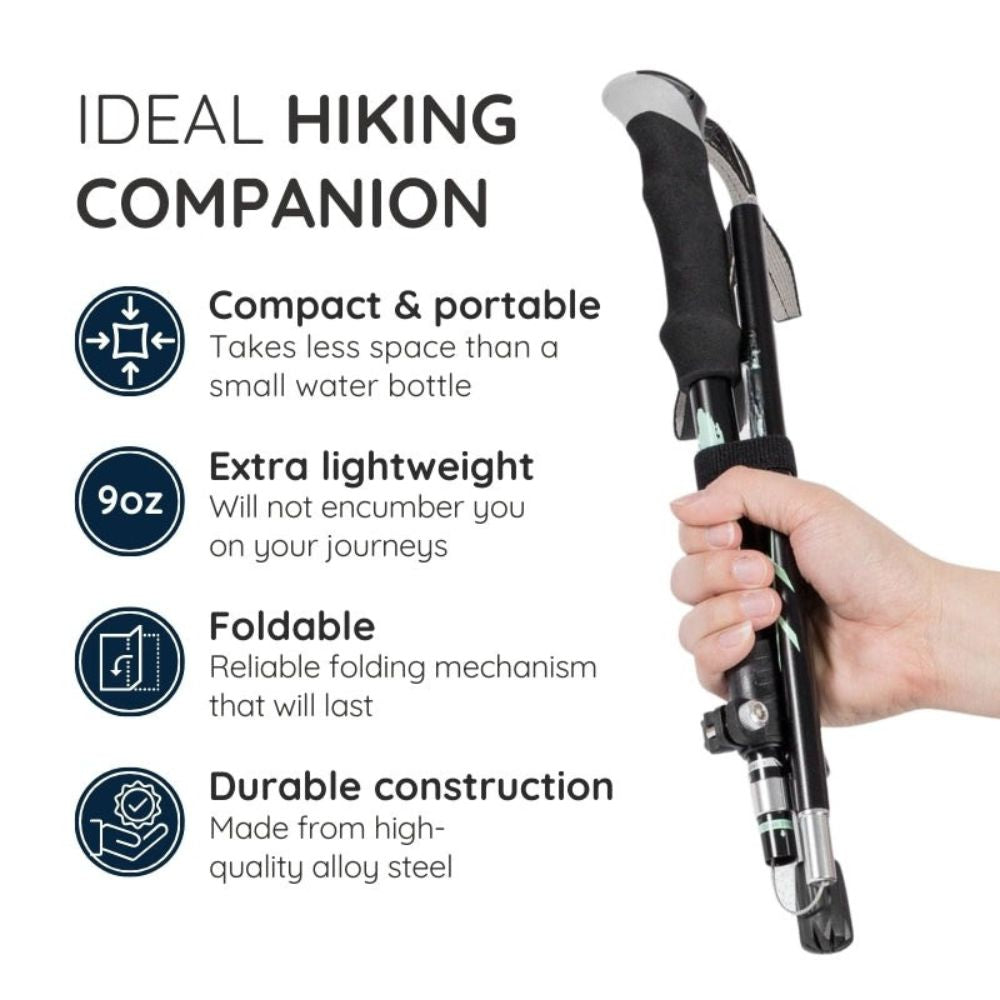 Folding Trekking Stick with Alloy Steel Frame and Non Slip Handle, 9oz All Vera Mart