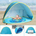 Pop Up Baby Beach Tent with Silver Coated Fabric and Mesh Ventilation, Ground Stakes Included All Vera Mart