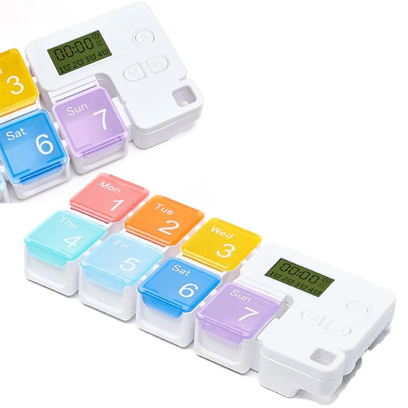 Weekly Pill Organizer with Four Daily Alarms and Memory Function All Vera Mart