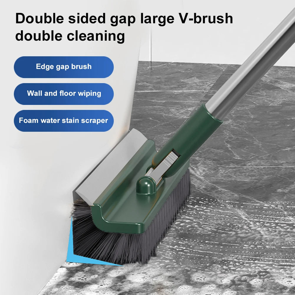 Extended Handle Floor Brush with Rotating Head and Built-In Scraper All Vera Mart
