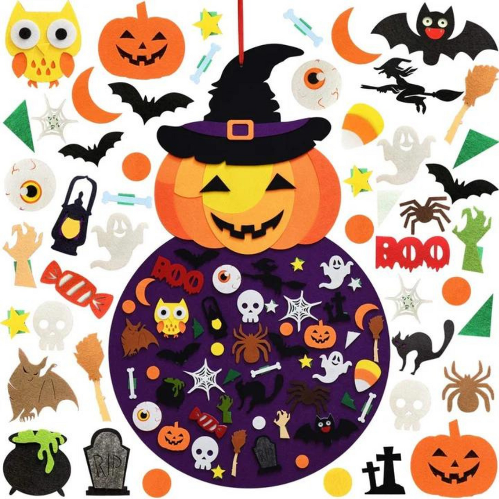 Felt Board for Halloween Scenes with 50 Plus Reusable Pieces All Vera Mart