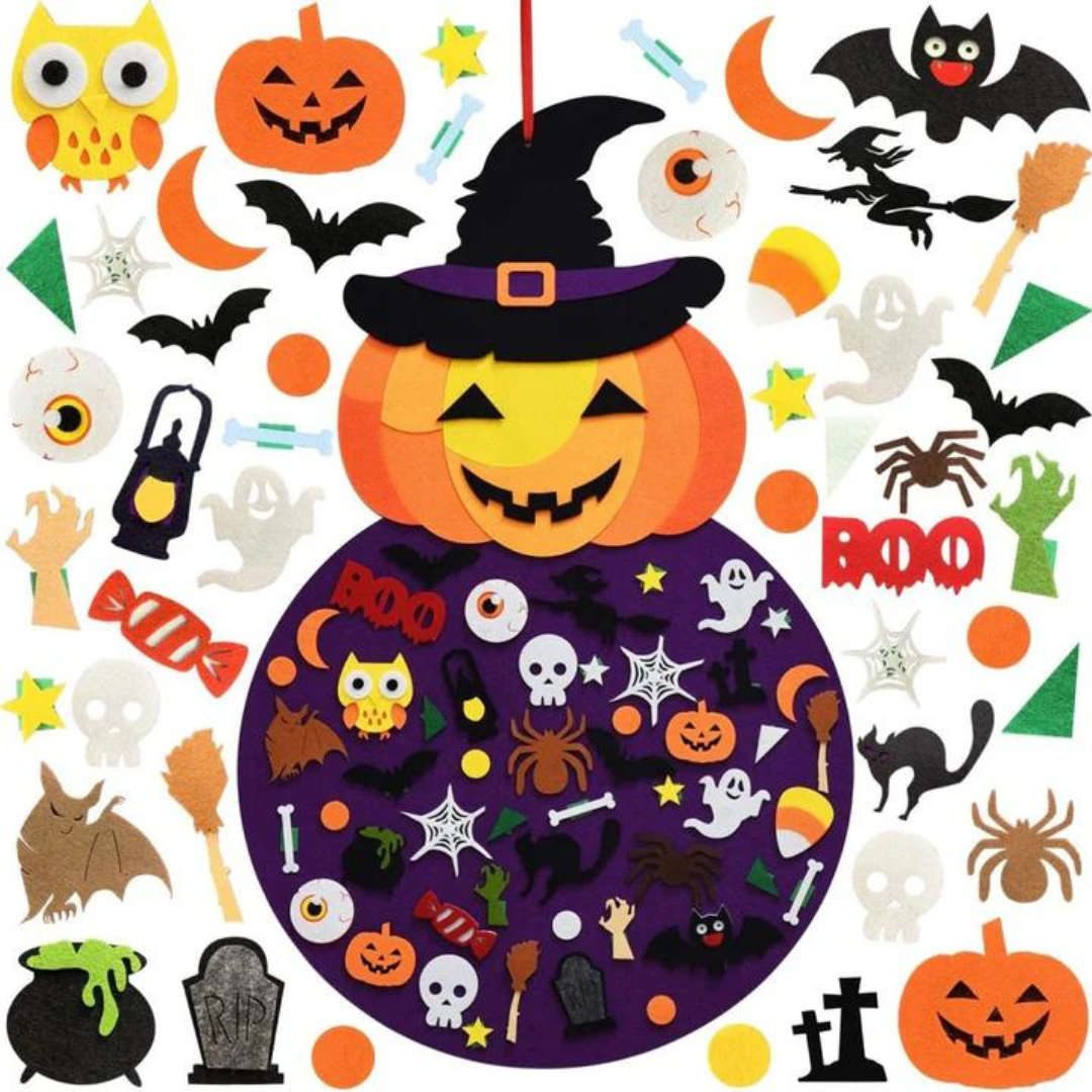 Felt Board for Halloween Scenes with 50 Plus Reusable Pieces All Vera Mart