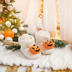 Kids Ankle High Slippers with Pumpkin Spider Graphics and Fleece Lining All Vera Mart