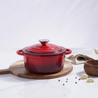 Cast Iron Dutch Oven with Lid and Even Heat Distribution, Red Ombre 2L All Vera Mart
