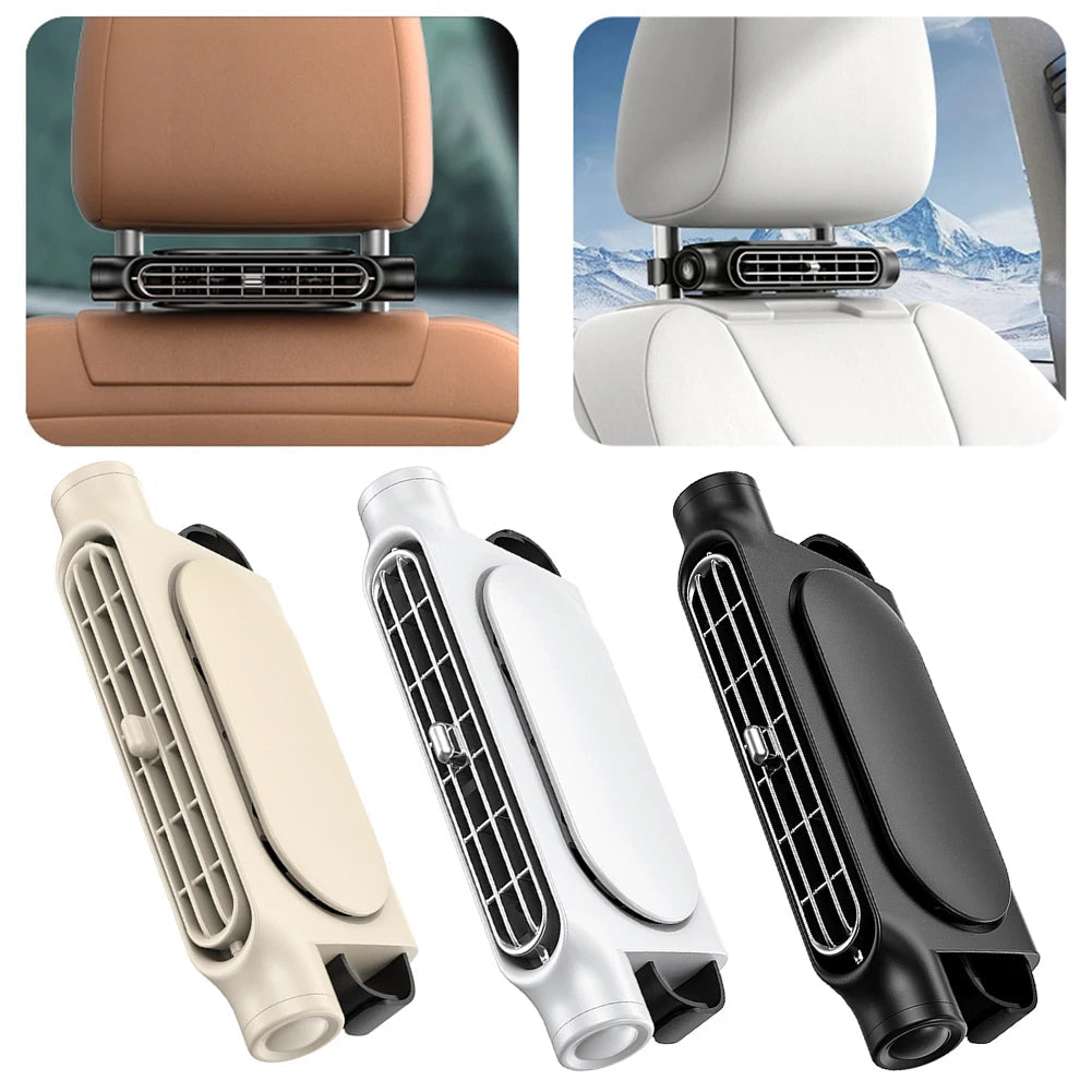 Dual Rotating Backseat Fan with Three Speed Settings and Headrest Mount All Vera Mart