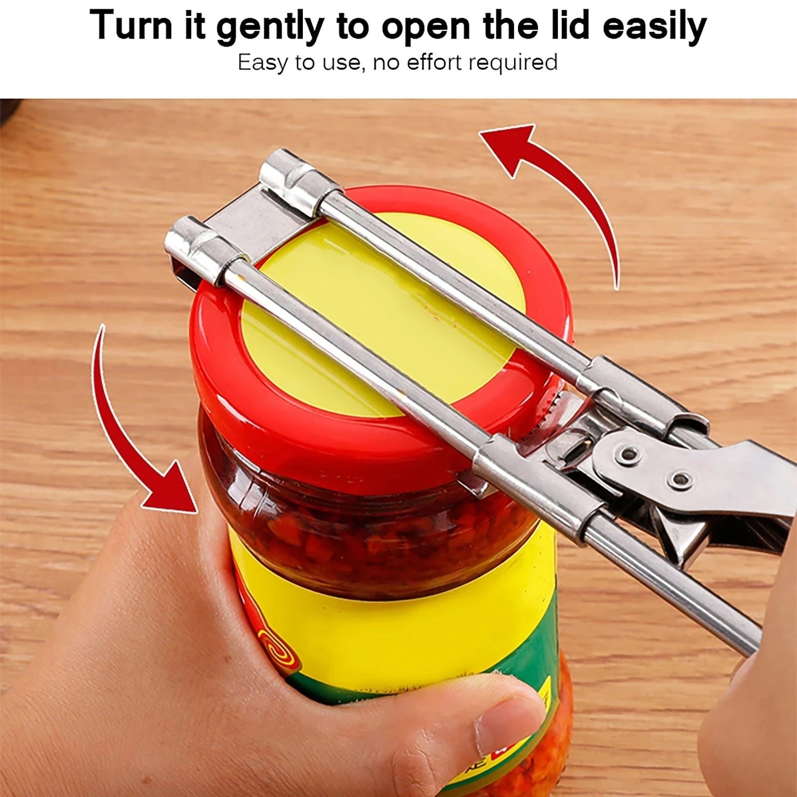 Adjustable Jar Lid Opener with Lever Action and Concave Grip Slot All Vera Mart