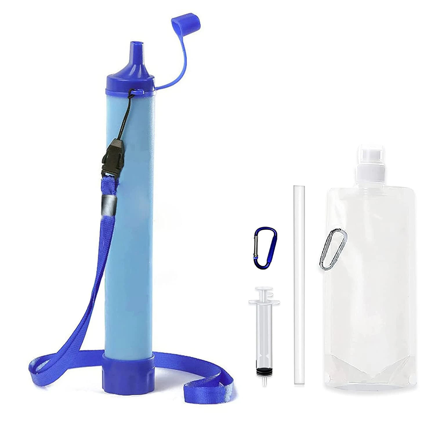 Water Filter Straw with Four-Stage Filtration and Lanyard for Hiking All Vera Mart