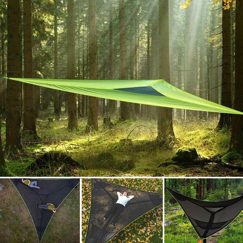 Triangle Hammock with Three-Point Anchor System and Multi-Person Capacity All Vera Mart