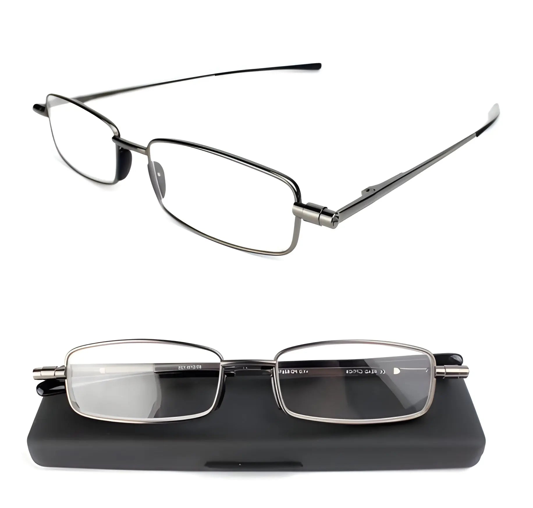 Folding Reading Glasses with Slim Case and Spring Hinge, Lightweight Steel Frame All Vera Mart
