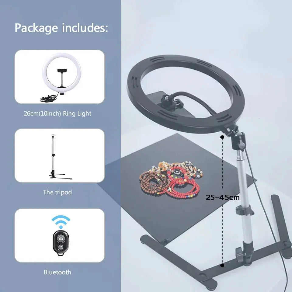 LED Ring Light with Tripod Stand and Universal Phone Holder, USB Powered All Vera Mart