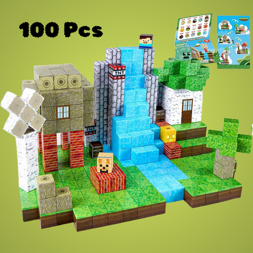 100-Piece Magnetic Tiles with Embedded Magnets and Idea Booklet All Vera Mart
