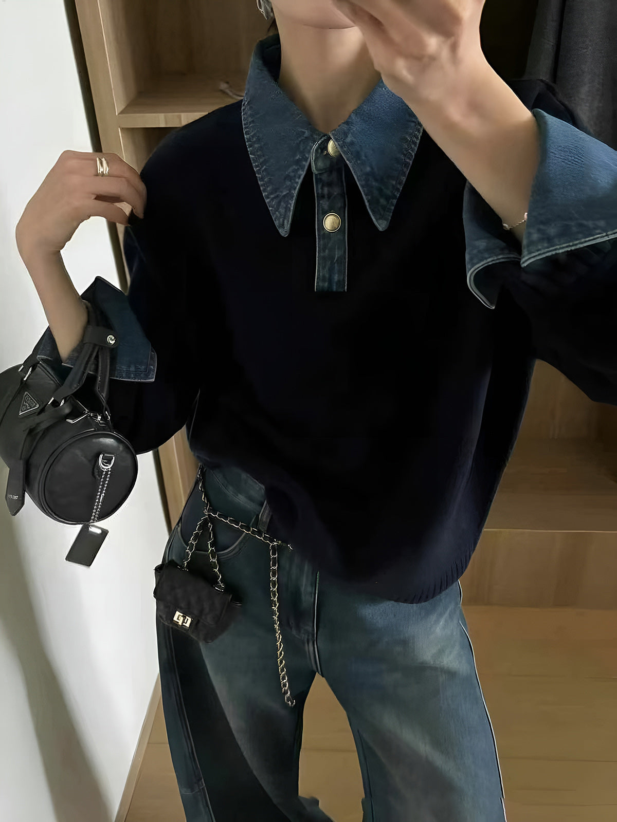Button Front Pullover Sweater with Shift Fit and Metal Fasteners All Vera Mart