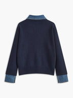 Button Front Pullover Sweater with Shift Fit and Metal Fasteners All Vera Mart