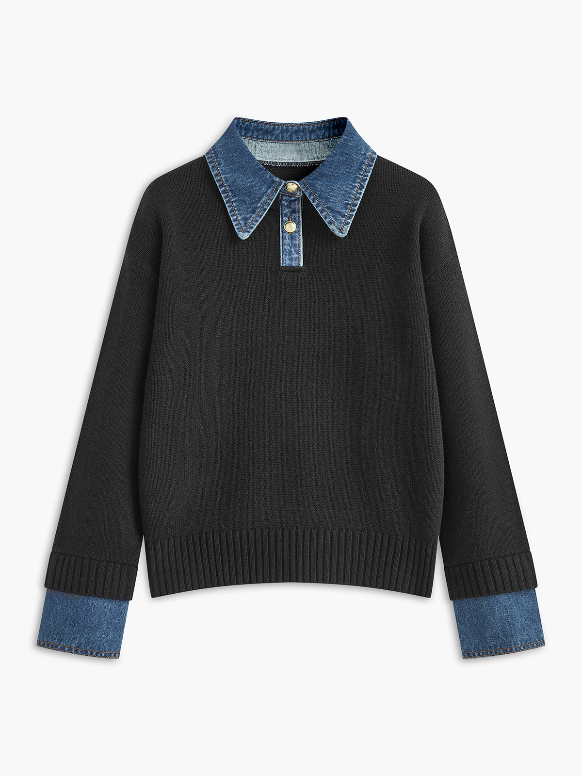 Button Front Pullover Sweater with Shift Fit and Metal Fasteners All Vera Mart
