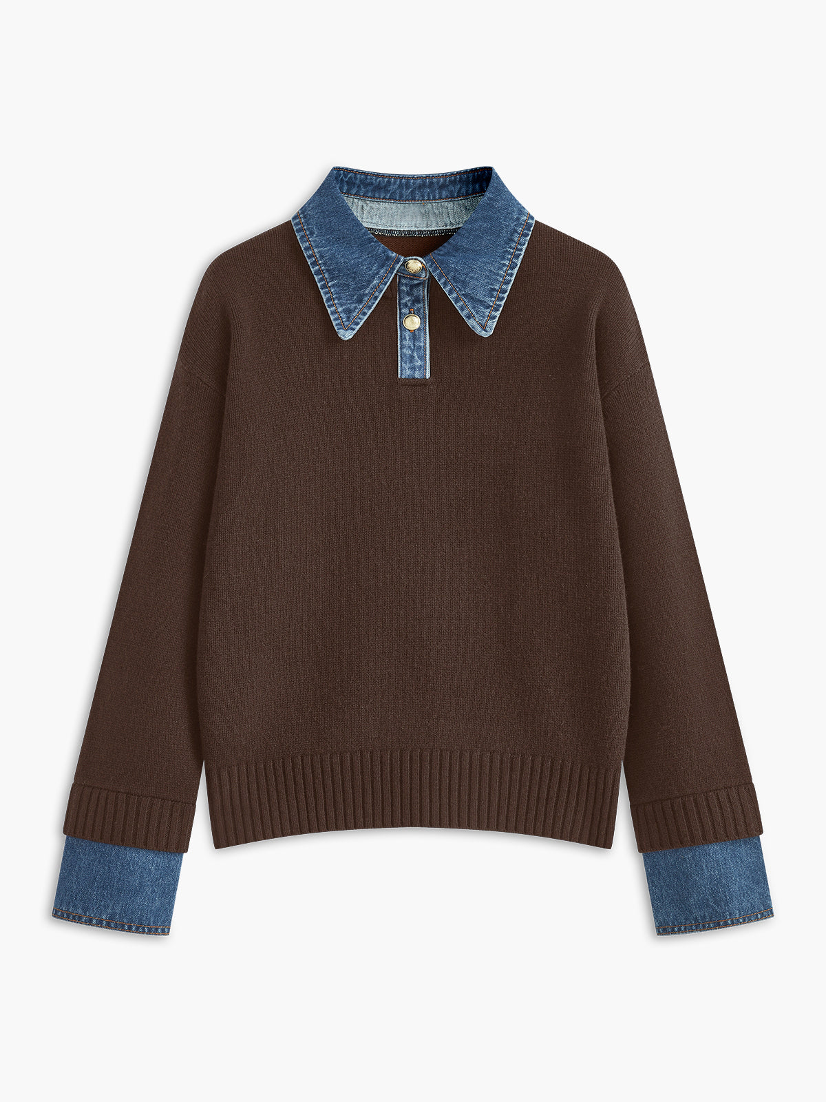 Button Front Pullover Sweater with Shift Fit and Metal Fasteners All Vera Mart