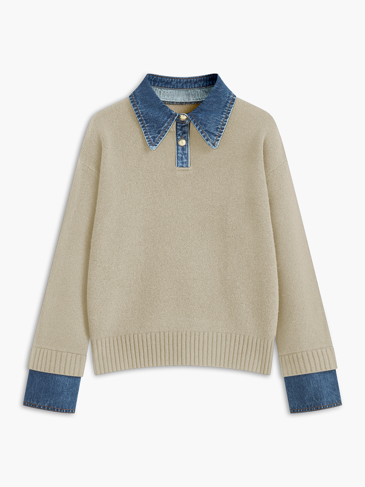 Button Front Pullover Sweater with Shift Fit and Metal Fasteners All Vera Mart