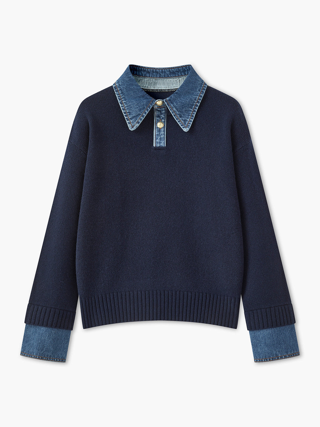 Button Front Pullover Sweater with Shift Fit and Metal Fasteners All Vera Mart