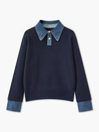 Button Front Pullover Sweater with Shift Fit and Metal Fasteners All Vera Mart