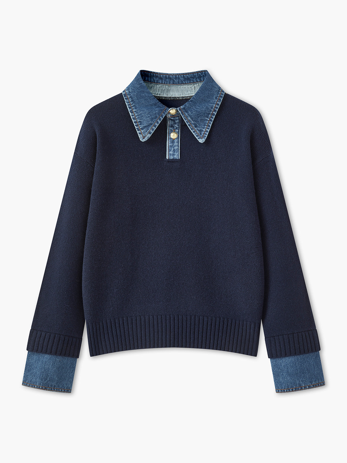 Button Front Pullover Sweater with Shift Fit and Metal Fasteners All Vera Mart
