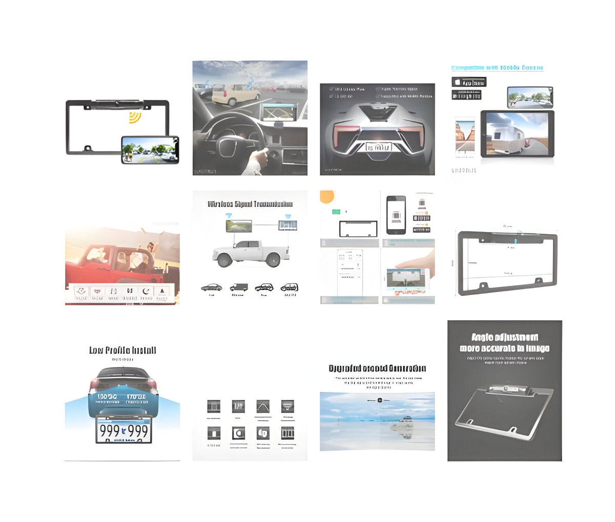 Backup Camera with 170 Degree Wide View and Infrared Night Vision, Wireless License Plate Mount All Vera Mart