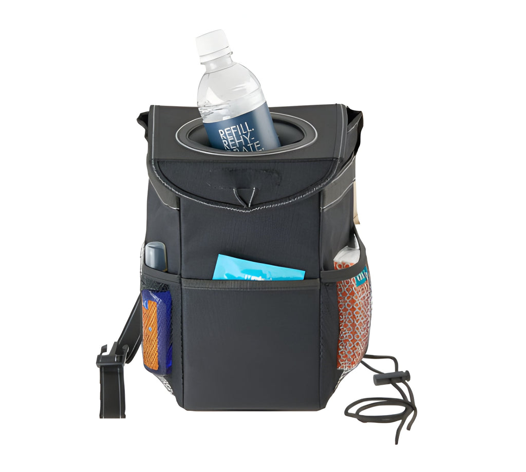 Compact Car Trash Can with Waterproof Vinyl Lining and Rubber Lid, 2-Gallon Capacity All Vera Mart