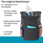 Compact Car Trash Can with Waterproof Vinyl Lining and Rubber Lid, 2-Gallon Capacity All Vera Mart