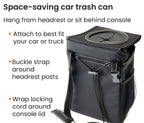 Compact Car Trash Can with Waterproof Vinyl Lining and Rubber Lid, 2-Gallon Capacity All Vera Mart