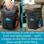 Compact Car Trash Can with Waterproof Vinyl Lining and Rubber Lid, 2-Gallon Capacity All Vera Mart