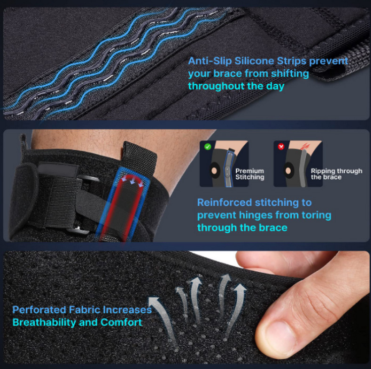 Knee Brace with Removable Dual Hinges and Gel Patella Cushioning All Vera Mart