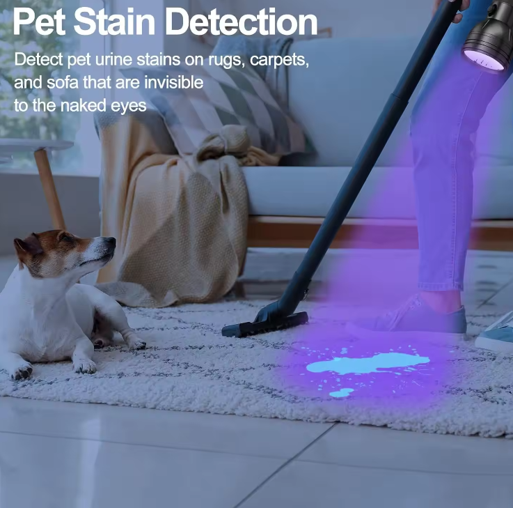 51 LED UV Flashlight for Pet Stain Detection with Aluminum Body and Lanyard All Vera Mart