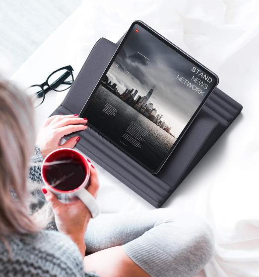 Adjustable Tablet Pillow Stand with Dual Device Slots and Six Angle Positions, 4-13in All Vera Mart