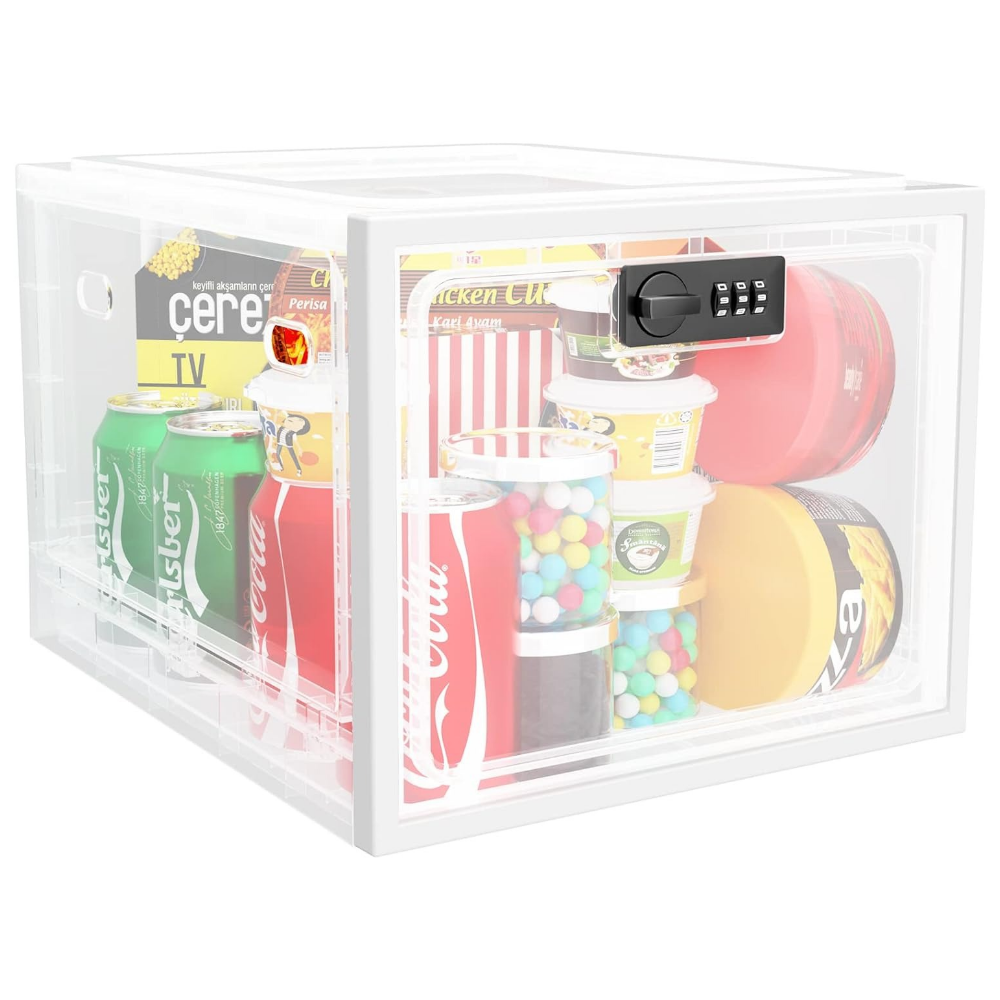 Refrigerator Storage Bin with Combination Lock and Clear Walls, Ventilation Holes All Vera Mart