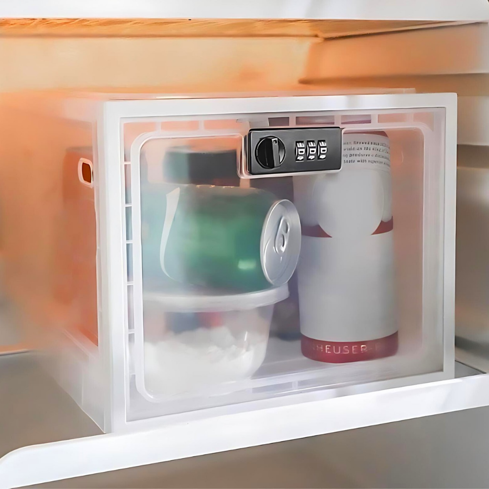 Refrigerator Storage Bin with Combination Lock and Clear Walls, Ventilation Holes All Vera Mart