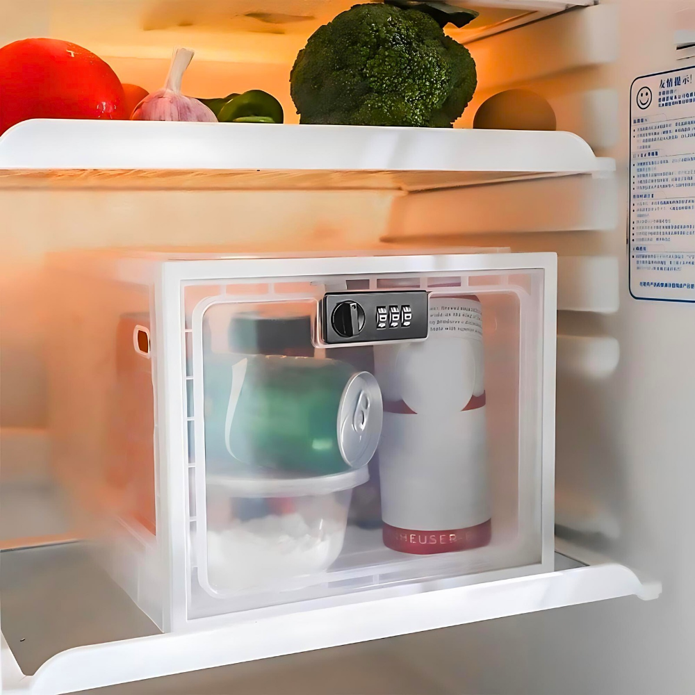 Refrigerator Storage Bin with Combination Lock and Clear Walls, Ventilation Holes All Vera Mart