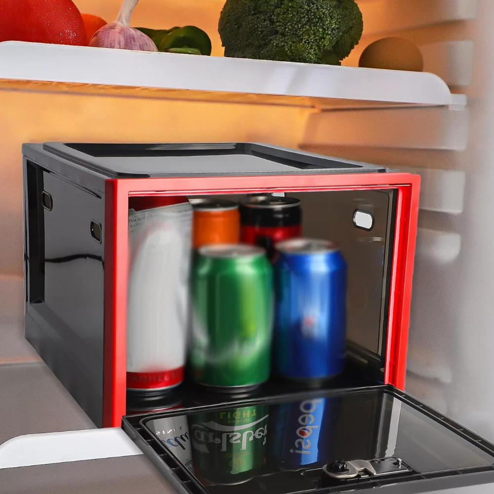 Refrigerator Storage Bin with Combination Lock and Clear Walls, Ventilation Holes All Vera Mart