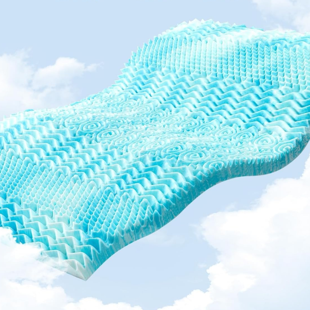 Egg Crate Memory Foam Mattress Topper with Breathable Cover and Non-Slip Base All Vera Mart